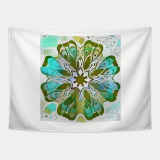 Mandala in blues and greens Tapestry