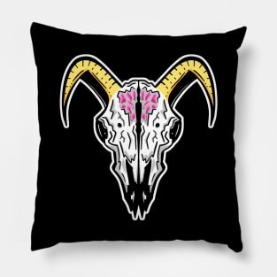 Rams Skull Illustration Mascot Pink Jewel Logo Pillow