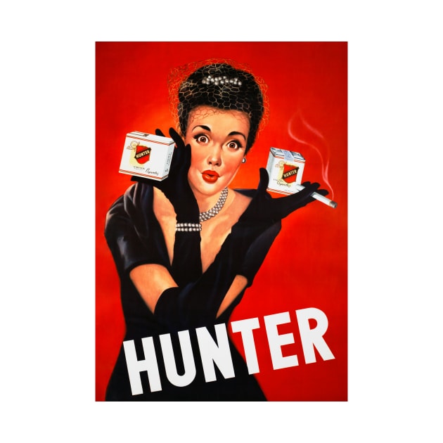 Vintage Advertising Poster Hunter Cigarettes Belgium by vintagetreasure