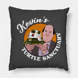 Kevin's Turtle Sanctuary (white text, distressed) Pillow