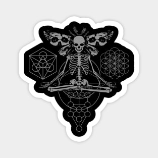 Occult Moth Meditating Skeleton Yoga Sacred Geometry Magnet