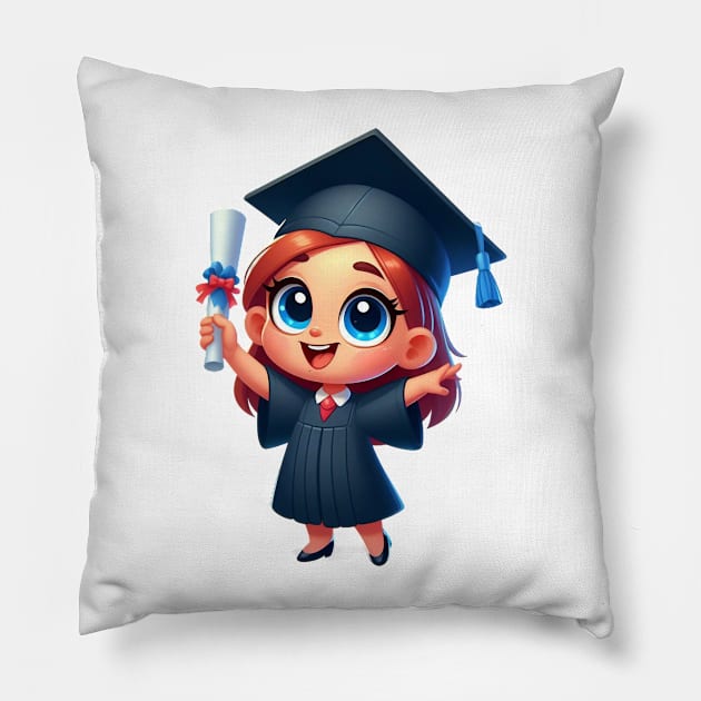 Cute Girl Graduation Pillow by Dmytro