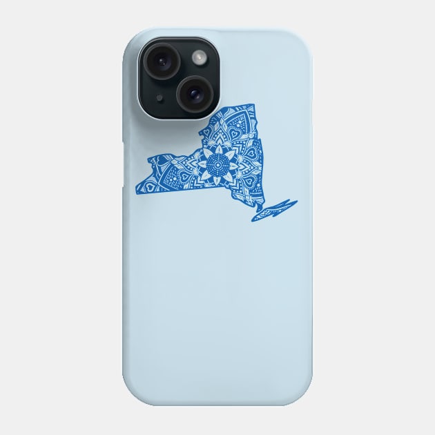 Blue New York State Gift Mandala Yoga NY Art Phone Case by Get Hopped Apparel