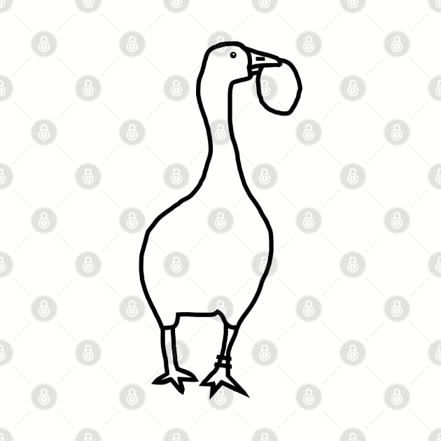 Goose Steals Easter Egg Minimal Line Drawing by ellenhenryart