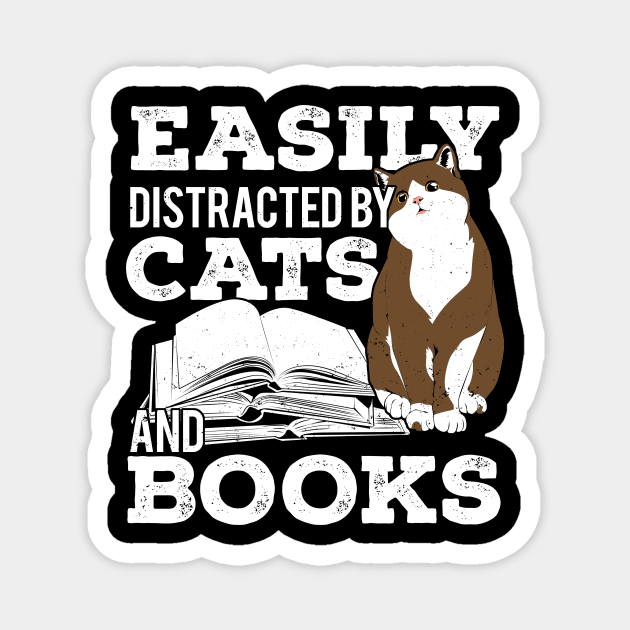 Easily Distracted By Cats And Books Magnet by Dolde08