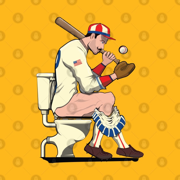 American Baseball Player on the Toilet by InTheWashroom