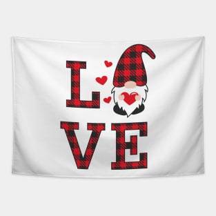 Love valentine, Valentine's Day ,Gnomes , Valentine, Valentine Gnomes,Valentine Shirt Design, Plaid heart,Plaid Gmome Tapestry