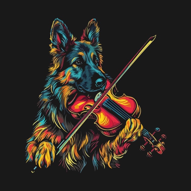 German Shepherd Playing Violin by JH Mart