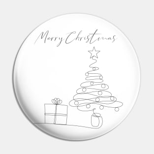 Christmas Tree Line Art Pin