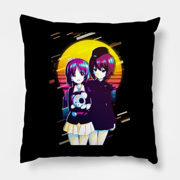 Miho Nishizumi and Maho Nishizumi Pillow by 80sRetro