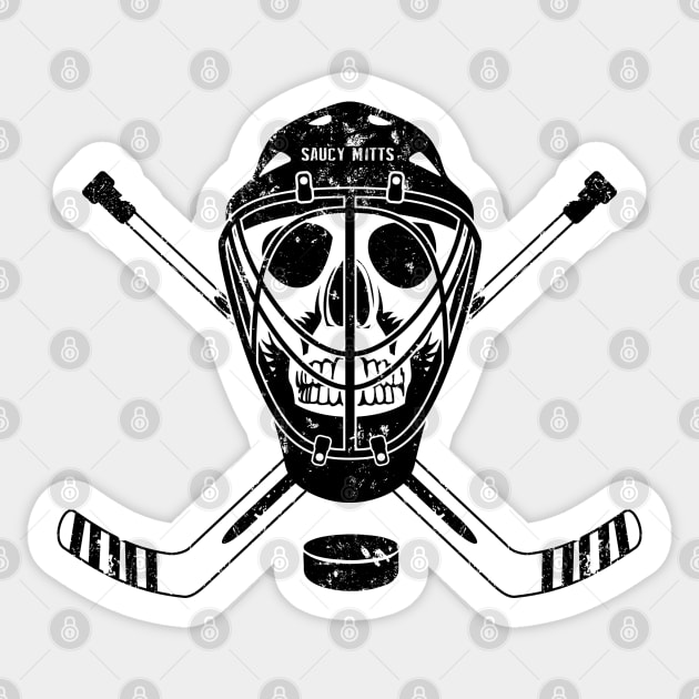 Logo for hockey team - Goalie mask crossed hockey sticks, vintage