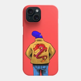 Crazy Blue Man with Dragon on back Phone Case