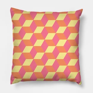 Geometric design- pink, orange, and yellow Pillow