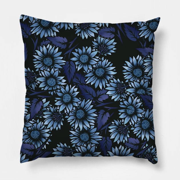 Blue Floral Pillow by bubbsnugg