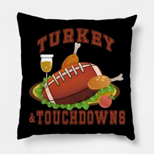 THANKSGIVING TURKEY AND TOUCHDOWNS Pillow