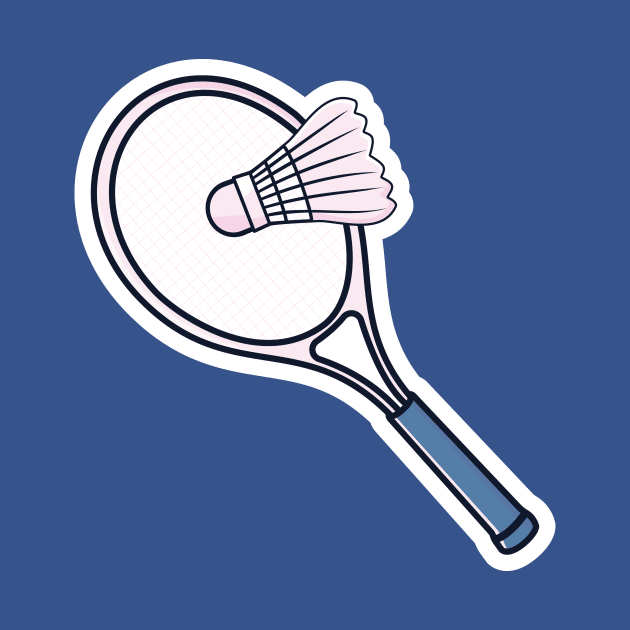 Badminton with Racket Sticker vector icon illustration. Sport object icon design concept. Racket hitting badminton ball sticker design logo. by AlviStudio