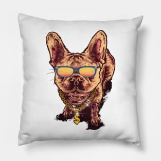 Cute Bull Dog Bling Sticker Animal Puppy Design Pillow