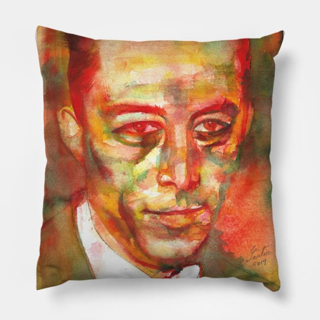 ALBERT CAMUS - watercolor portrait.1 Pillow by lautir