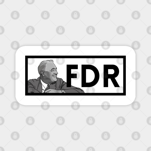 FDR: Black & White President Roosevelt Portrait Magnet by History Tees