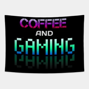 Coffee and Gaming - Gamer - Gaming Lover Gift - Graphic Typographic Text Saying Tapestry