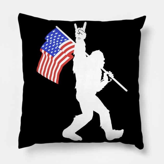 American Flag Bigfoot Pillow by JameMalbie