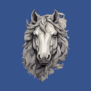 Horse Head with Mane in Grey T-Shirt