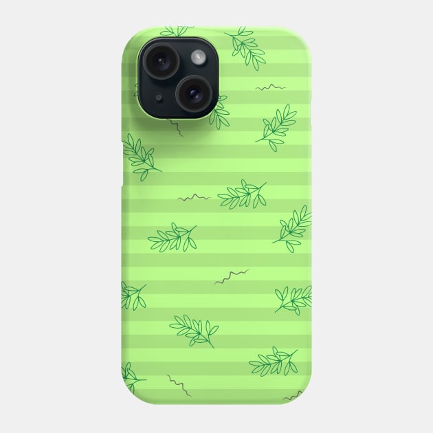 Green Leaves Pattern Phone Case by Design Seventytwo