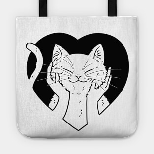 Squishy Cat in heart (black) Tote