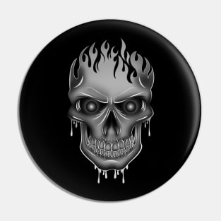 Flame Skull - Silver Pin