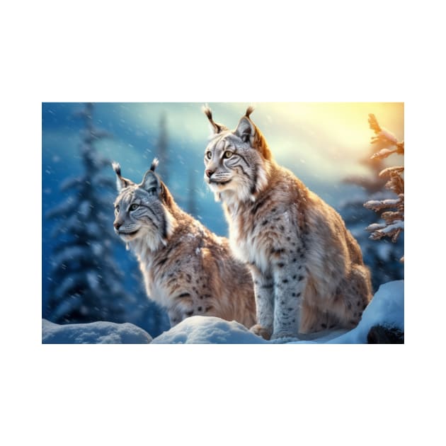 Lynx Animal Wildlife Wilderness Colorful Realistic Illustration by Cubebox