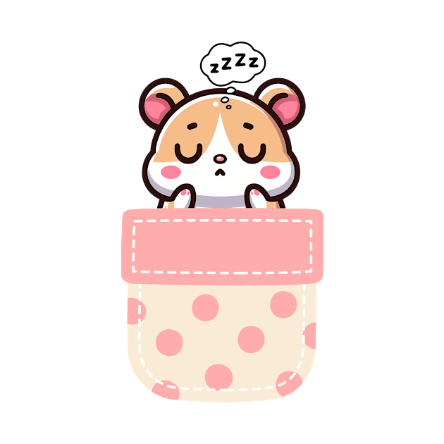 Sleepy Hamster in Polka Dot Pocket by Pink & Pretty