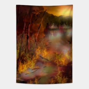 mystical forest fire Tapestry