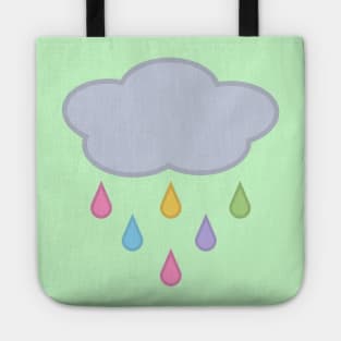 Raining Rainbow Raindrop Rain Cloud in Green Tote