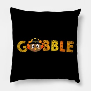 Gobble Gobble Turkey Pilgrim Little Boys Thanksgiving Pillow