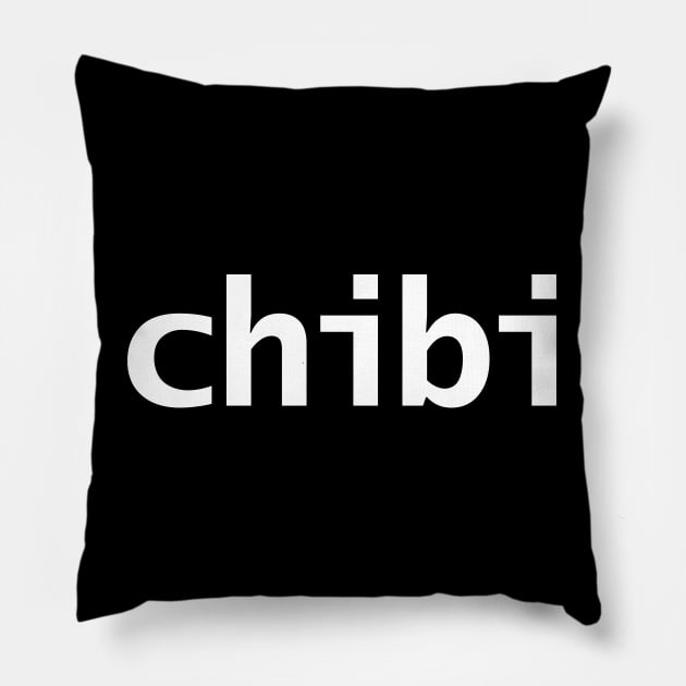 Chibi Minimal Typography White Text Pillow by ellenhenryart