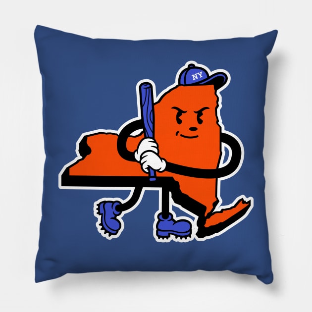 Queens 'New York Baseball State' Fan T-Shirt: Swing into NY Style with a Queens-Inspired Mascot Design! Pillow by CC0hort