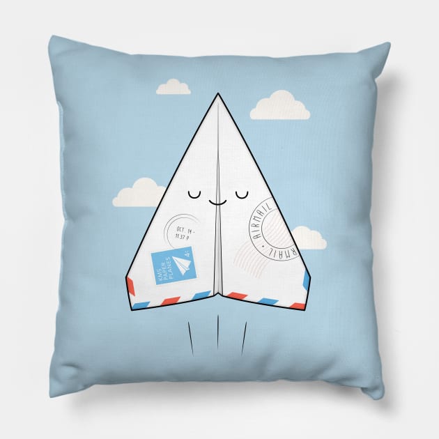 Airmail - paper plane Pillow by kimvervuurt