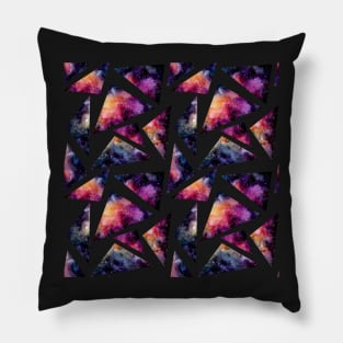 Watercolor Red and Pink Nebula in Triangles Pillow
