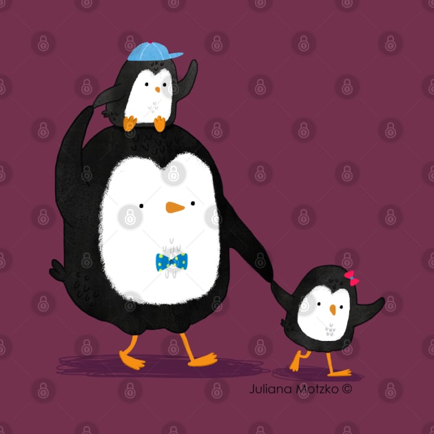 Dad Penguin and his kids by thepenguinsfamily