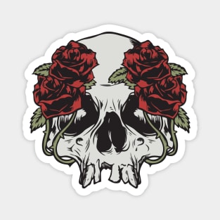 skull roses death Magnet