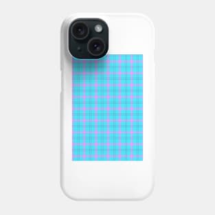 bright blue and pink plaid Phone Case