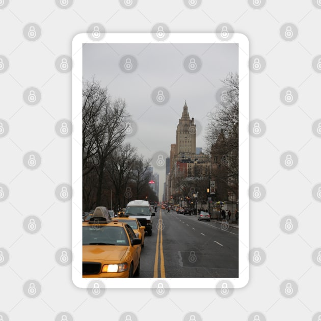 Grey New York City Street with Yellow Cab Magnet by Christine aka stine1