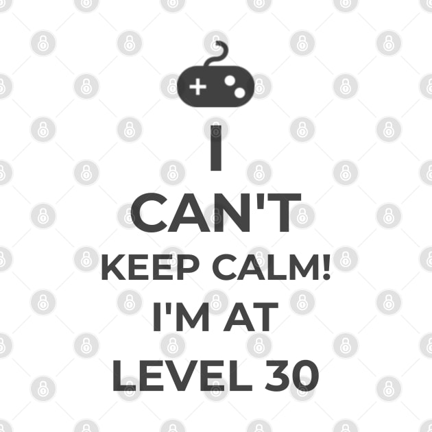 I Can't Keep Calm I'M At Level 30 Funny Game lover Gamers Gaming 30th Birthday Gift by lateefo