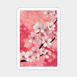 Pink Cherry Blossom Chiyogami Pattern Magnet