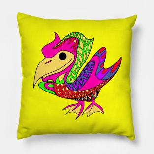 seagull bird in wild mandala zentangle art ecopop floral design Pillow