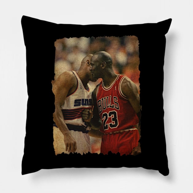 Charles Barkley #34 vs Michael Jordan #23 Pillow by CAH BLUSUKAN