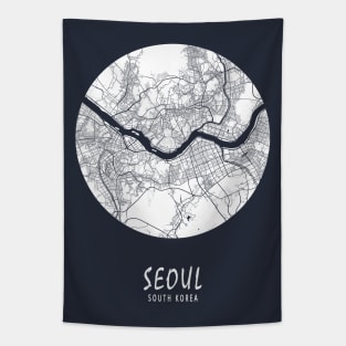 Seoul, South Korea City Map - Full Moon Tapestry