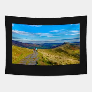 Hikers on the Great ridge, Mam Tor, Derbyshire, UK Tapestry