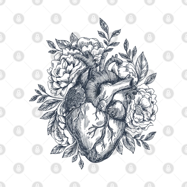 Human heart - Floral anatomical heart by Dr.Bear