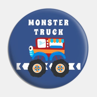 illustration of monster truck with cartoon style. Pin